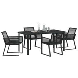 Garden Dining Set 5 pcs Black Powder-Coated Steel 3379313