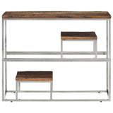 Console Table Silver Stainless Steel and Solid Wood Sleeper 350013