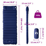 Self Inflating Camping Mattress with Pillow 1-Person Navy Blue 4007122