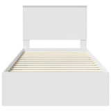 Bed Frame with Headboard White 100 x 200 cm Engineered Wood 3411341