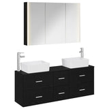 Bathroom Furniture Set 4 pcs Black Oak 3406864