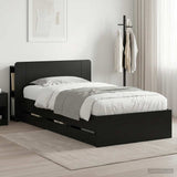 Bed Frame with Storage Black 90 x 190 cm Engineered Wood 3433919