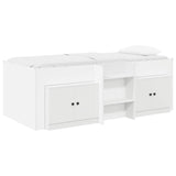 Loft Bed Frame with Cabinet 3 pcs White Engineered Wood 3423358
