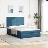 Ottoman Bed with Mattresses Dark Blue 140x190cm Velvet 3313401