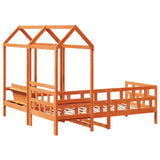 Day Bed Set with Roof without Mattress Wax Brown 90x200 cm 3282245