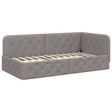 Corner Bed Frame with Headboard Taupe 90 x 190 cm Fabric 42016492