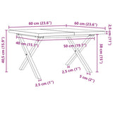 Coffee Table X-Frame 60x60x40.5 cm Solid Wood Pine and Steel 3282748