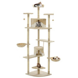 Cat Tree with Sisal Scratching Posts 203 cm Beige and White 170527