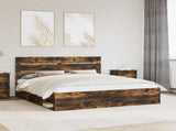 Bed Frame Smoked Oak 180 x 200 cm Solid Pine Wood 3411716