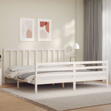 Bed Frame without Mattress White 200x200 cm Solid Wood Pine 3193877