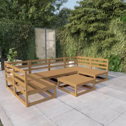 ZNTS 7 Piece Garden Lounge Set Solid Pinewood 3076127