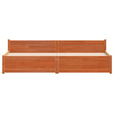 Bed Frame Wax Brown 205.5 x 185.5 x 51 cm Solid Pine Wood 870157