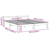 ZNTS Bed Frame without Mattress 180x200 cm Super King Solid Wood Pine 859235