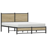 Metal Bed Frame without Mattress Sonoma Oak 150x200 cm King Size 4007888
