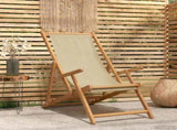 Beach Chair Beige Solid Teak Wood 42032666