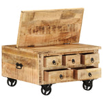 ZNTS Coffee Table Rough Mango Wood 70x70x40 cm 243979