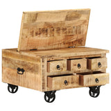 ZNTS Coffee Table Rough Mango Wood 70x70x40 cm 243979
