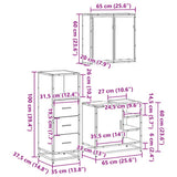 3 Piece Bathroom Furniture Set Grey Sonoma Engineered Wood 3301028