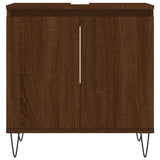 ZNTS 3 Piece Bathroom Cabinet Set Brown Oak Engineered Wood 3187796
