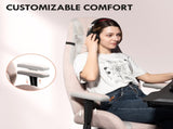 Fabric Gaming Chair with Lumbar Support, Headrest - Pale Pink T3398P377423