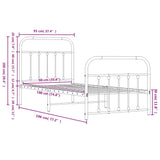 Metal Bed Frame without Mattress with Footboard Black 90x190cm 352588