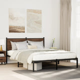 Metal Bed Frame without Mattress Smoked Oak 140x190 cm 4007667