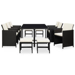 ZNTS 11 Piece Outdoor Dining Set with Cushions Poly Rattan Black 42598