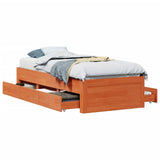 Bed Frame without Mattress with Drawers Wax Brown 90x190 cm Single Solid Wood Pine 3308827