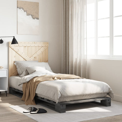 Bed Frame without Mattress Grey 90x200 cm Solid Wood Pine 3281580