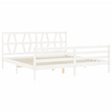 Bed Frame without Mattress White 200x200 cm Solid Wood 3194397