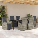 Garden Dining Set with Cushion 7 pcs Grey Poly Rattan 3379504