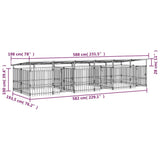 Outdoor Dog Kennel with Roof Steel 11.26 m 3124669