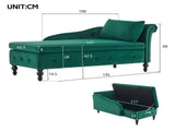 Velvet Chaise Lounge Sofa with Storage, Upholstered Chaise lounge Couch with Pillow for Living Room, N652P201198N