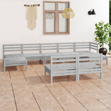 9 Piece Garden Lounge Set White Solid Wood Pine 3083355