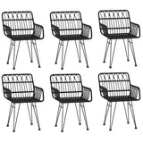 7 Piece Garden Dining Set Black Poly Rattan 3157871