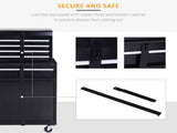 Tool Chest 2 in 1 Metal Tool Cabinet Storage Box with 5 Drawers Pegboard Wheels 60x28x104.5cm Black T3398P344507
