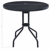 47253 Garden Table Black 80 cm Steel and Glass
