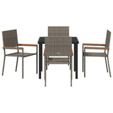 Garden Dining Set with Cushion 5 pcs Grey Poly Rattan 3379710