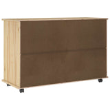 Rolling Cabinet Brown 100 x 39 x 65.5 cm Solid Pine Wood 42032399