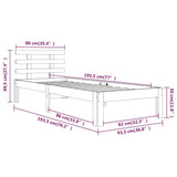Bed Frame without Mattress White 90x190cm Single 814720