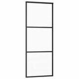 151008 Sliding Door 3-Panel ESG Glass and Aluminium 76x205 cm Black