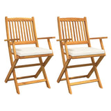 Folding Chair 2 pcs White 49 x 57.5 x 92cm Solid Acacia wood 42000955