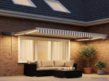 Manual Retractable Awning with LEDs Light Grey and White 3425700