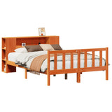 Bookcase Bed without Mattress Wax Brown 140x190 cm Solid Wood Pine 3321669