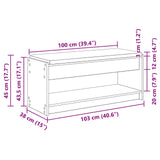 Hall Bench with Cushion with Shelf Grey Sonoma 103 x 38 x 45 cm 891589