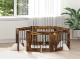 Dog Gate with Stands 6 pcs Smoked Oak 60 x 60 cm 892159