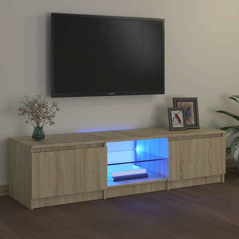 TV Cabinet with LED Lights Sonoma Oak 140x40x36 cm 804295