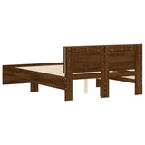 Bed Frame with Headboard and LED Brown Oak 120x200 cm 3207622