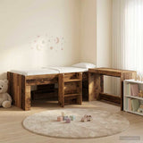 Kids'High Bed Frame with Desk 2 pcs Old wood Engineered Wood 3423460