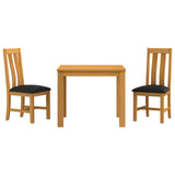 Dining Set 3 pcs Black Solid Oak Wood 3430319